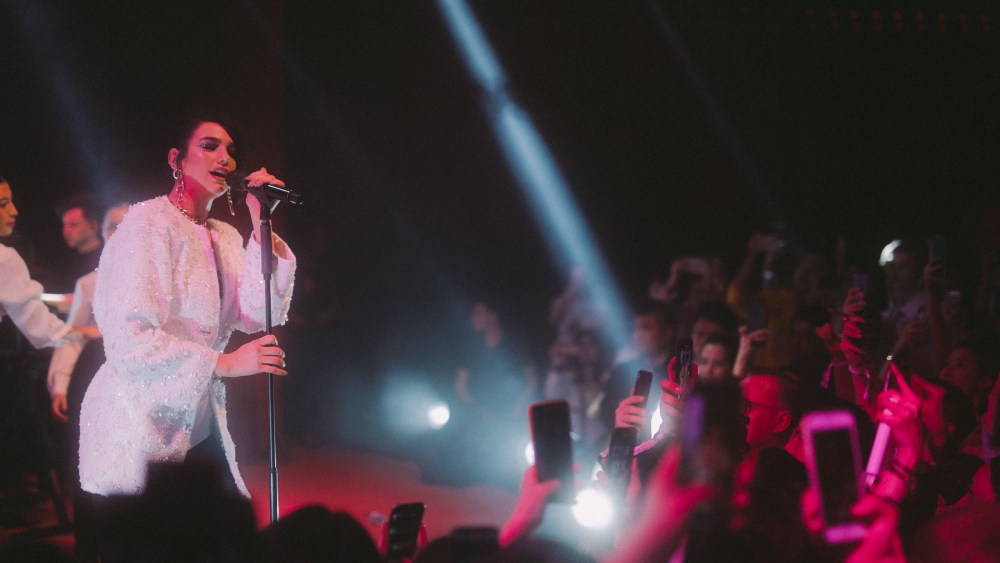 Dua Lipa performs at the opening of Mademoiselle Privé in Shanghai.
