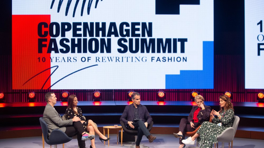 COPENHAGEN, DENMARK - MAY 16: Noel Kinder, Chief Sustainability Officer, Nike, Marissa McGowan, Senior Vice President, Corporate Responsibility, PVH Corp., Moderater Nader Mousavizadeh, Co-Founder and Co-CEO, Macro Advisory Partners, Marie-Claire Daveu, Chief Sustainability Officer and Head of International Institutional Affairs, Kering, Anna Gedda, Head of Sustainability, H&M Group, take part in The ‘What’s on the ceo agenda: transformational priorities?’ Panel Discussion