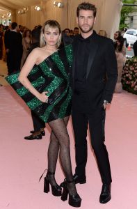 Miley Cyrus in Saint Laurent and Liam Hemsworth, Met Gala 2019