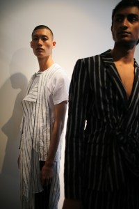 Backstage at Chalayan Men's Spring 2020 photographed in London on 09 June 2019