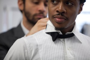 Ephraim Sykes during a Tonys fitting at Thom Browne.