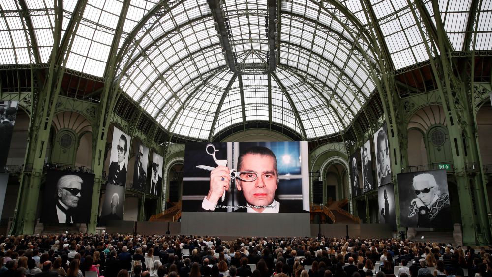 The atmosphere at the Karl Lagerfeld memorial.