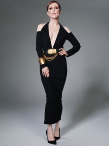 Julianne Moore in Donna Karan’s memorable cold shoulder from fall 1991, from the Nineties story in InStyle’s 25th anniversary issue.