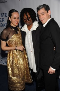 Isabel Toledo, Whoopi Goldberg and Ruben Toledo attend the American Apparel & Footwear Association's 33rd annual American Image Awards, 2001.