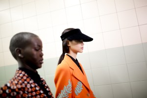 Backstage at Prada RTW Spring 2020