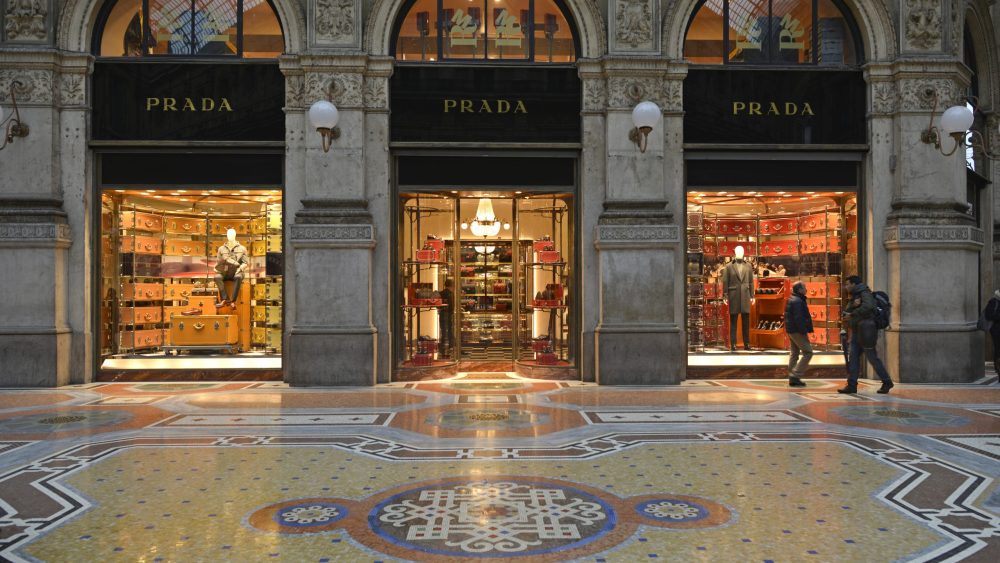 Prada store, luxury shopping arcade Galleria Vittorio Emanuele II, Milan, Lombardy, ItalyVARIOUS