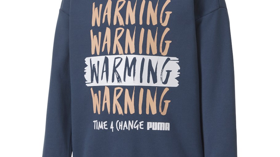 Puma's Time4Change kids' collection of apparel and footwear features organic cotton and features slogans raising climate change awareness.