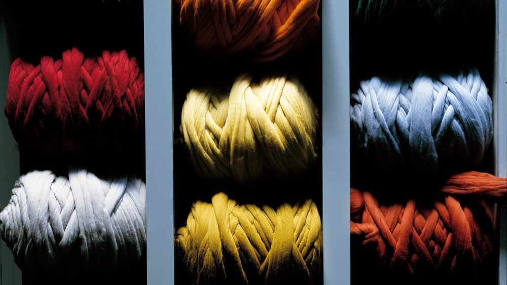 Colorful yarns at the Vitale Barberis Canonico plant in Biella, Italy.