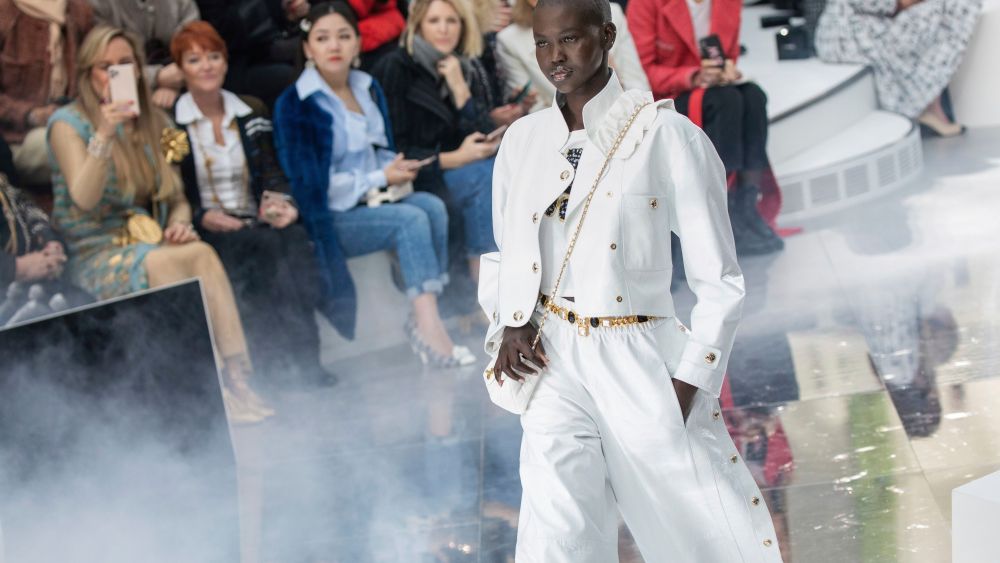 Adut Akech wears a creation for the Chanel fashion collection during Women's fashion week Fall/Winter 2020/21 presented in ParisFashion F/W 2020/21 Chanel, Paris, France - 03 Mar 2020