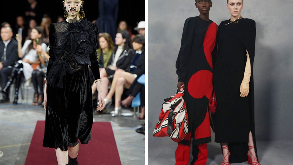 Givenchy's changing identity: Riccardo Tisci's elevated Goth, fall 2015; Clare Waight Keller's strong-shoundered chic, fall 2020.