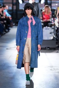 Against a backdrop of what he called a re-created “quintessential New York City loft,” Stuart Vevers continued his take on “stripped-back New York cool.” Outerwear, including a dose of denim, figured prominently.
