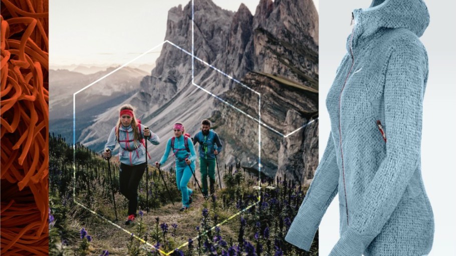 Polartec and Salewa's merino wool fleece hoodie blends natural and synthetic materials.