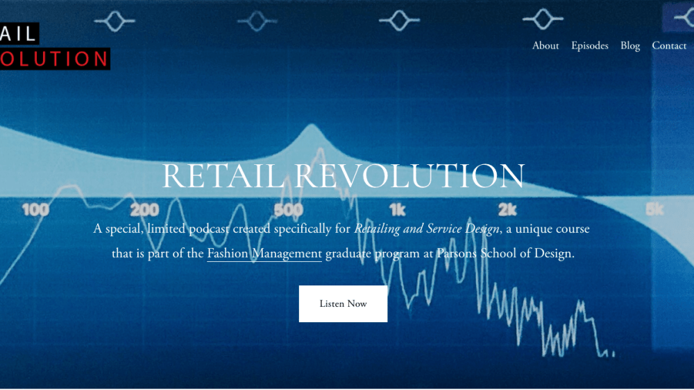 The homepage of Parsons' Retail Revolution podcast.