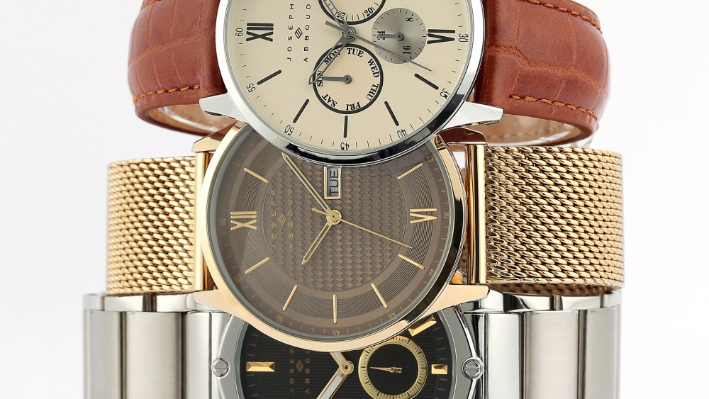 Models from the soon-to-launch Joseph Abboud watch collection.