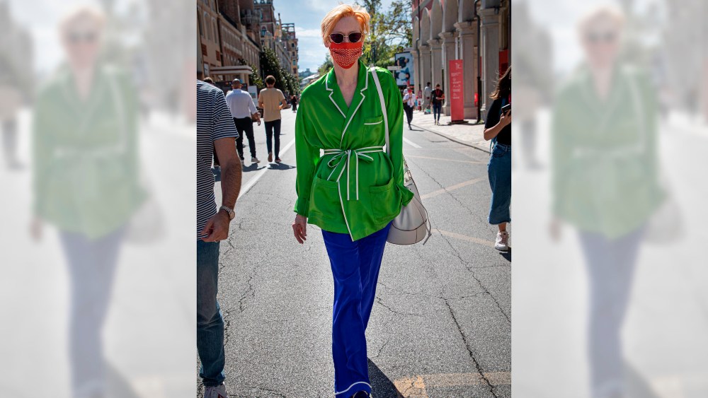 77th Mostra del Cinema of Venice. Tilda Swinton takes a walk in front the Excelsior Hotel, in Venice, Italy on September 2nd, 2020. Photo by Marco Piovanotto/Abaca/Sipa USA(Sipa via AP Images)