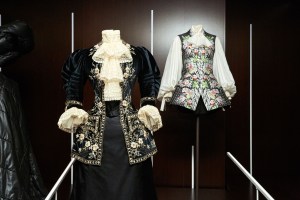 A Morin Blossier riding jacket from 1902 and a Louis Vuitton ensemble by Nicola Ghesquière for spring 2018.