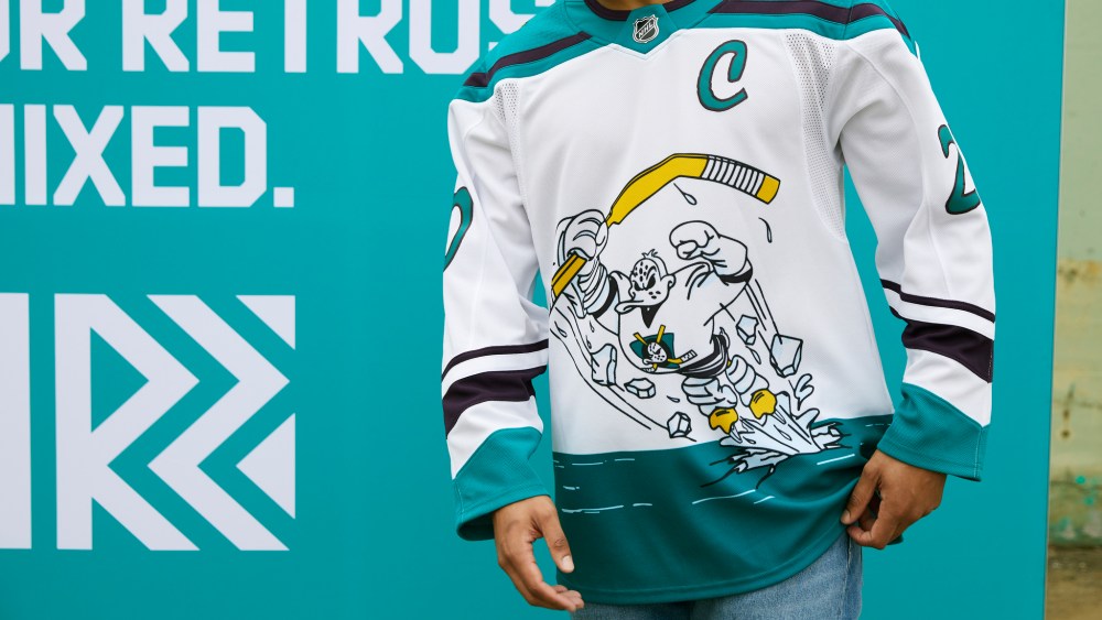 The retro-inspired jersey for the Anaheim Mighty Ducks.
