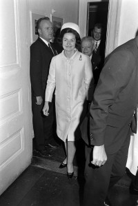 First Lady Claudia Alta AKA "Lady Bird" Johnson attends an event for the Internal Ladies Garment Workers Union at Carnegie Hall on May 10, 1967.