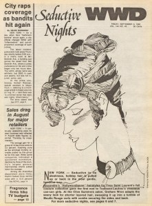 Drawings by Kenneth Paul Block in the September 3, 1982 issue of WWD.