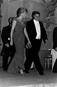 Princess Diana of Wales and John F.M. Hughes attend a gala in Washington, D.C., celebrating a local appearance by the London City Ballet, on October 4, 1990.