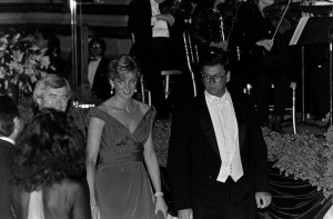 Princess Diana of Wales and John F.M. Hughes attend a gala in Washington, D.C., celebrating a local appearance by the London City Ballet, on October 4, 1990.