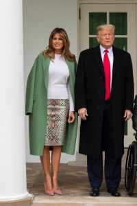 President of Ecuador Lenín Moreno smiles for a photo with his wife Rocio Gonzales De Moreno, United States President Donald J. Trump, and First lady Melania Trump outside the White House in Washington D.C., U.S. on Wednesday, February 12, 2020. Credit: Stefani Reynolds / CNP. 12 Feb 2020 Pictured: United States President Donald J. Trump, left center, and First lady Melania Trump, left, stand for a photo with the President of Ecuador Lenín Moreno , right center, and his wife Rocio Gonzales De Moreno outside the White House in Washington D.C., U.S. on Wednesday, February 12, 2020. Credit: Stefani Reynolds / CNP. Photo credit: Stefani Reynolds - CNP / MEGA TheMegaAgency.com +1 888 505 6342 (Mega Agency TagID: MEGA608683_019.jpg) [Photo via Mega Agency]