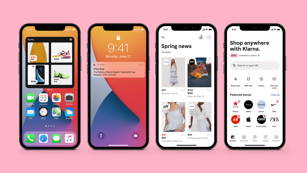 The Klarna experience on a mobile device.