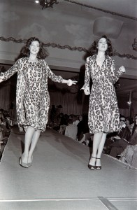 Models walk the runway in Diane Von Furstenberg's animal print wrap dresses from her Fall 1976 ready to wear collection.