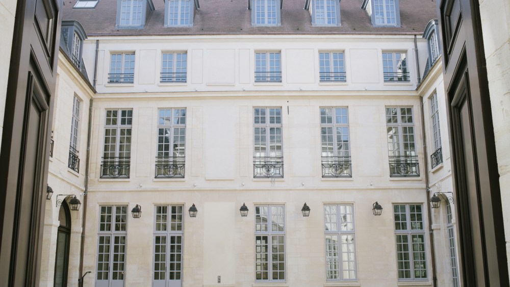 The 17th-century town house viewed through the front gate.