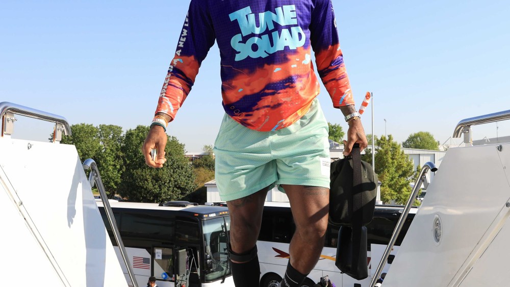LeBron James in an Uninterrupted "Space Jam: A New Legacy" jersey.