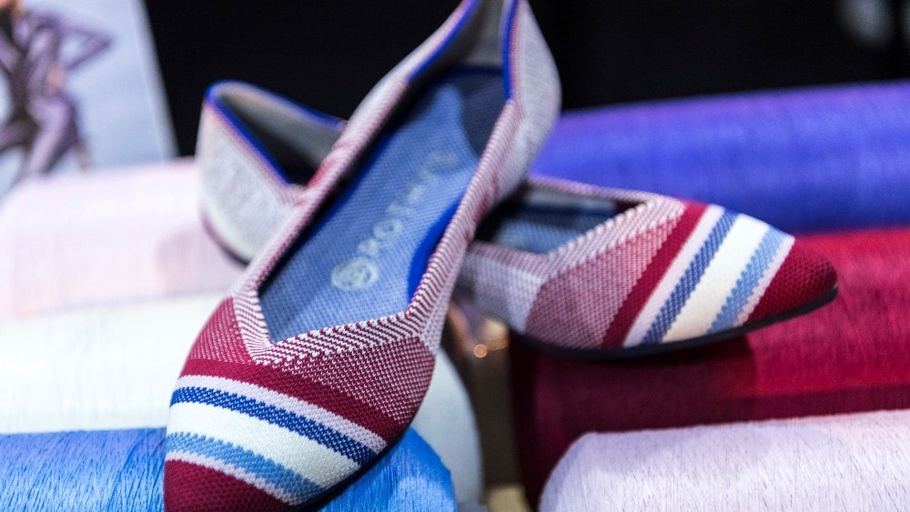 A pair of Rothy's shoes is displayed during the Shanghai Fashion Week Spring/Summer 2019 in October 2018