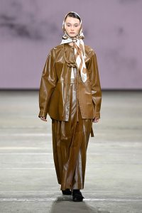 SYDNEY, AUSTRALIA - JUNE 01: A model walks the runway in a design by Replica Project during the Next Gen show during Afterpay Australian Fashion Week 2021 Resort '22 Collections at Carriageworks on June 01, 2021 in Sydney, Australia. (Photo by Stefan Gosatti/Getty Images)