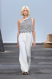 SYDNEY, AUSTRALIA - JUNE 04: A model walks the runway during the St. Agni show during Afterpay Australian Fashion Week 2021 Resort '22 Collections at Carriageworks on June 04, 2021 in Sydney, Australia. (Photo by Stefan Gosatti/Getty Images)