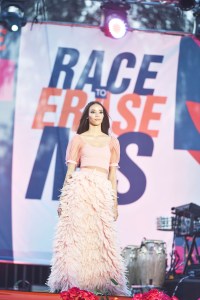 Model walks the runway for Alice + Olivia
