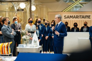 Bernard Arnault at the re-opening of the Samaritaine Paris Pont-Neuf department store in Paris.