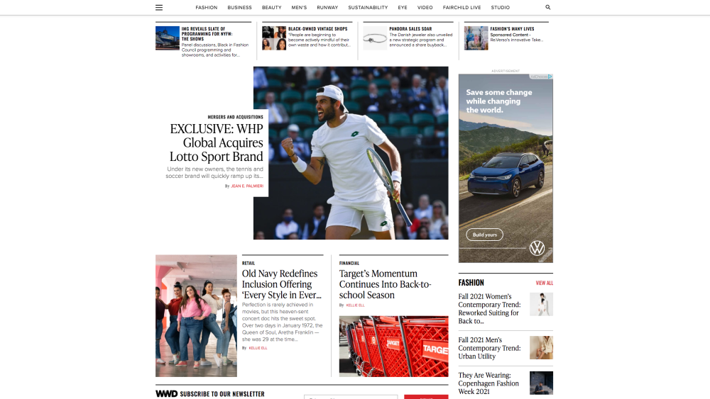 The relaunched WWD website.