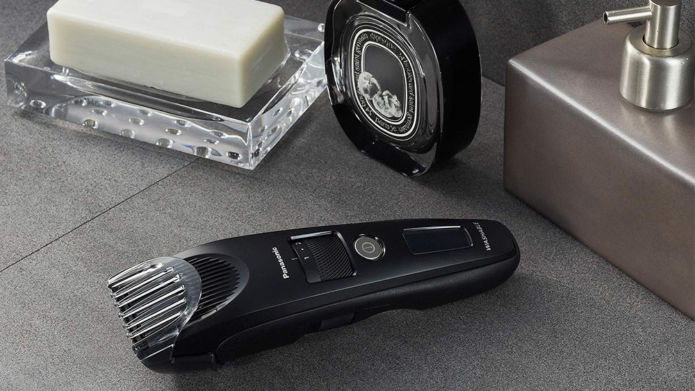Panasonic men's electric razor on bathroom counter