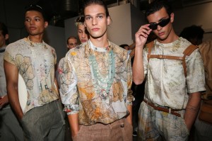 Backstage at Emporio Armani RTW Spring 2022