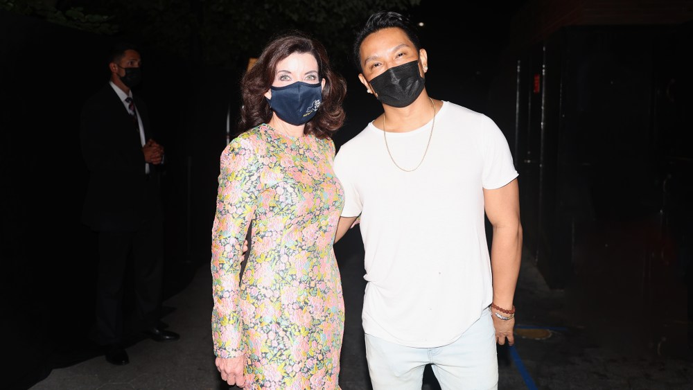 New York Gov. Kathy Hochul and Prabal Gurung backstage after his show during New York Fashion Week.