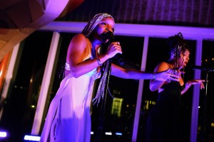 Chloe Bailey and Halle Bailey performing