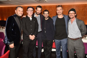 NEW YORK, NY - NOVEMBER 15: Lee Quinones, Kaws, Nicolas Party, Jose Parla, Sky Gellatly and Erik Parker attend The Andy Warhol Museum's NYC Fundraising Dinner at Bryant Park Grill on November 15, 2021 in New York. (Photo by Patrick McMullan/PMC) *** Local Caption *** Lee Quinones;Kaws;Nicolas Party;Jose Parla;Sky Gellatly;Erik Parker
