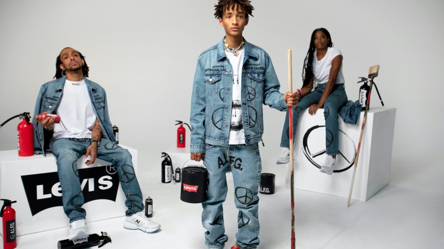Levi’s tapped Jaden Smith to put his artistic touch on a collection of 501 jeans and Type III Trucker jackets for Fall/Winter 2021.