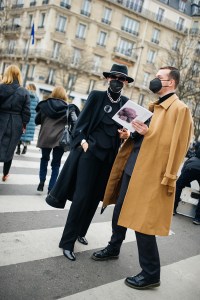Street style at Paris Haute Couture Week Spring 2022.