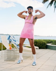 Bad Bunny in the teaser campaign for the Jacquemus "Le Splash" collection.