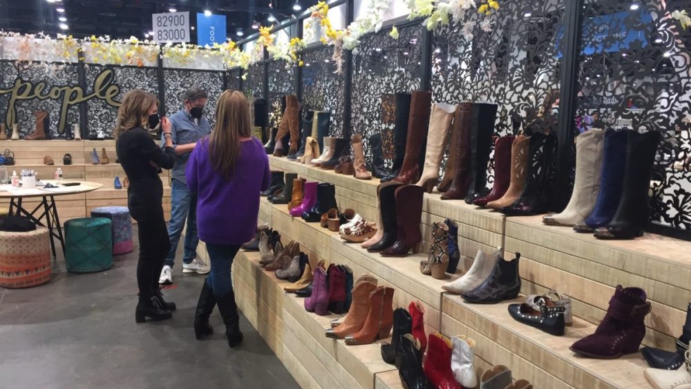 Footwear trends at the February Magic and Project shows saw metallic shine, thick soles and over-the-knee velvet boots.