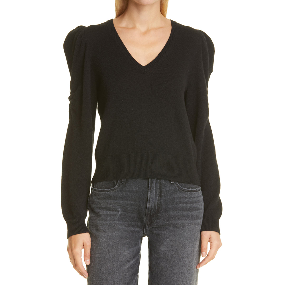Frame Frankie Puff Sleeve Cashmere Sweater