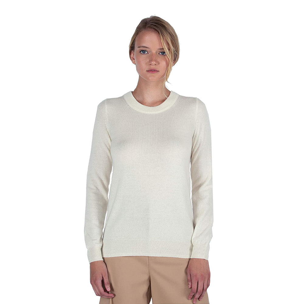Jennie Liu 100% Pure Cashmere Long Sleeve Crew Neck Sweater