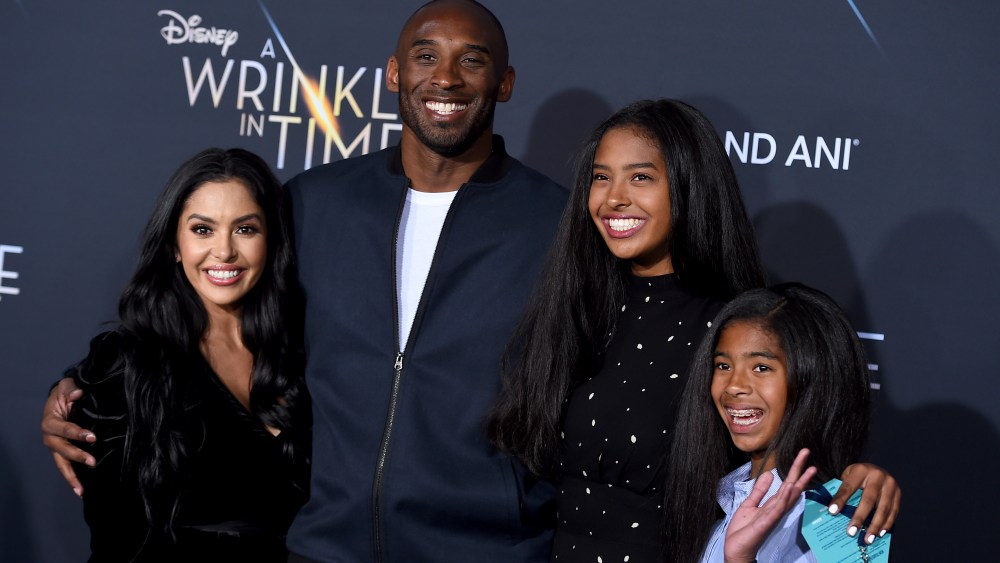 FILE - This Feb. 26, 2018 file photo shows Vanessa Bryant, from left, Kobe Bryant, Natalia Bryant and Gianna Maria-Onore Bryant at the world premiere of "A Wrinkle in Time" in Los Angeles. Bryant, a five-time NBA champion and a two-time Olympic gold medalist, died in a helicopter crash in California on Sunday, Jan. 26, 2020. He was 41. (Photo by Jordan Strauss/Invision/AP, File)
