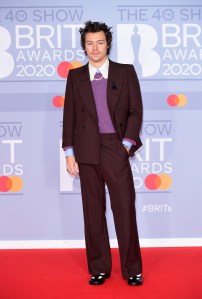 Brit Awards 2020 - Arrivals - London. Harry Styles arriving at the Brit Awards 2020 held at the O2 Arena, London. Picture date: Tuesday February 18, 2020. See PA story SHOWBIZ Brits. Photo credit should read: Ian West/PA Wire URN:50411094 (Press Association via AP Images)