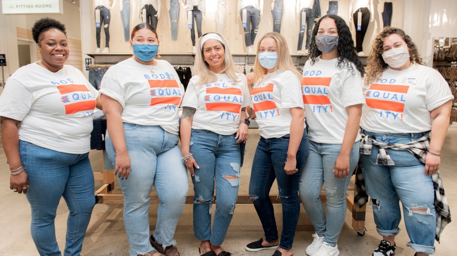 Actress Aidy Bryant, center, stars at the face of Old Navy's Bodequality campaign.